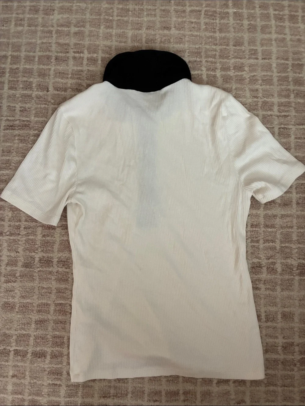 J.Crew Cream Short-Sleeve ribbed Polo with Black Collar
